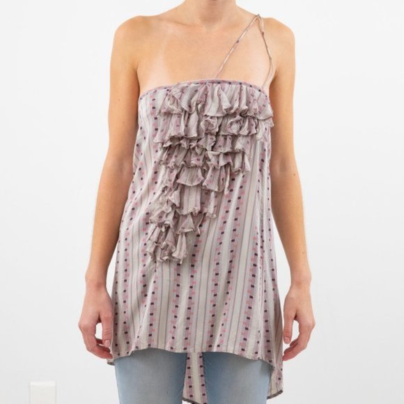 Anthropologie Tops - Anthropologie S Silk Striped Party Top Purple Geren Ford